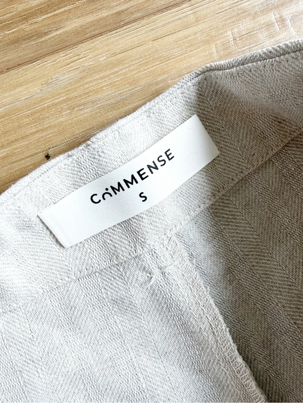 Commense Two-Piece Linen Set in Light Beige - Sleeveless Top & Wide Leg Pants - Picture 7 of 16